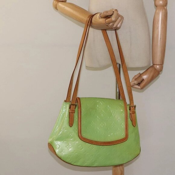 LOUIS VUITTON Monogram Vernis Biscayne Bay GM Bag Peppermint LV Auth - Picture 1 of 16